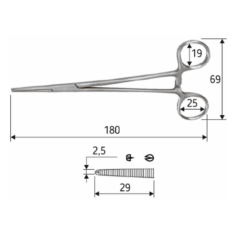 Затискач судинний Halsted-Mosquito, прямий, зубці 1:2. 18 см, J-17-035, Surgicon.